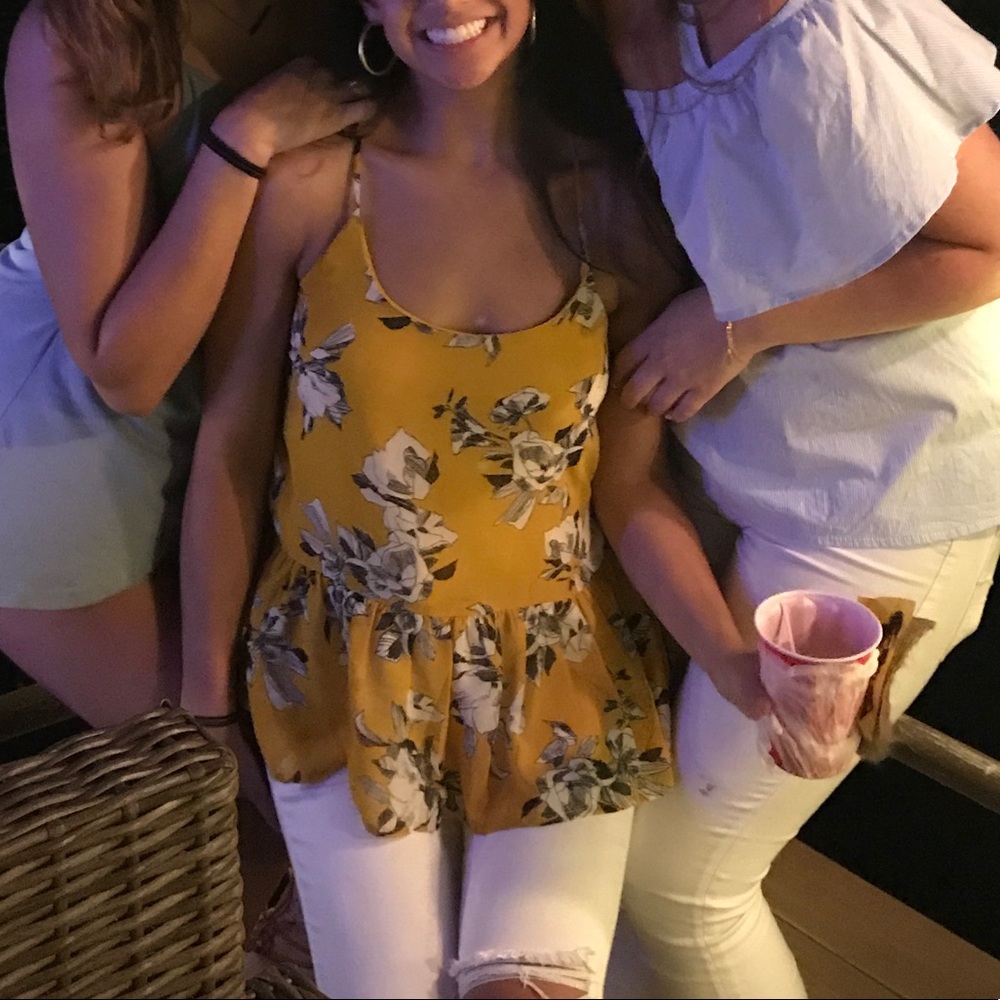 Yellow floral tank top